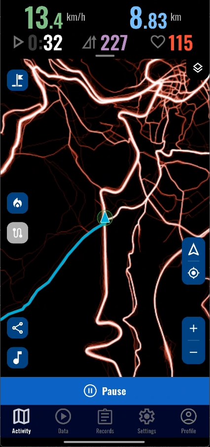 Popular routes heatmap over the map