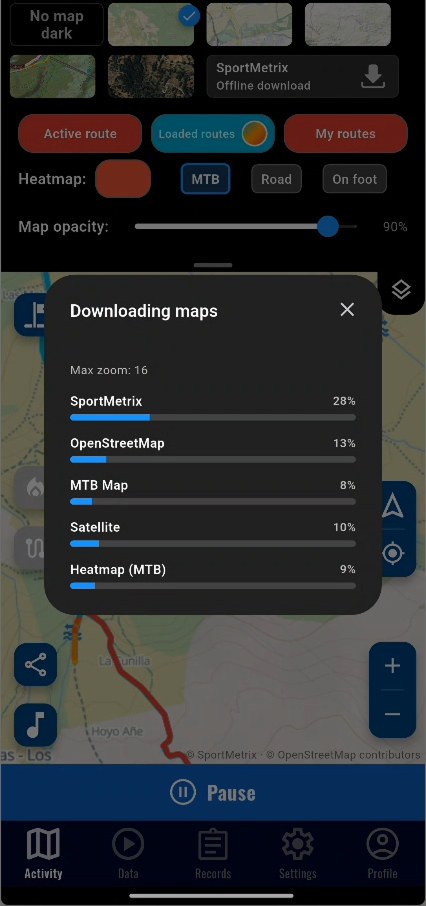 Downloading offline maps