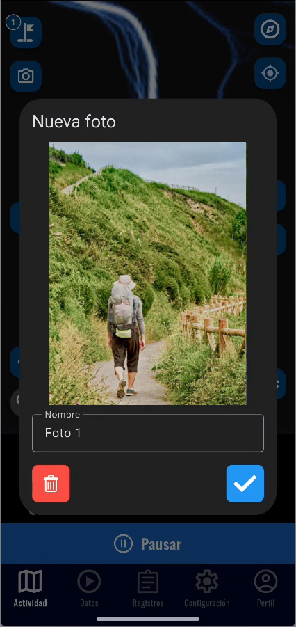 Photo pinned as a waypoint while recording