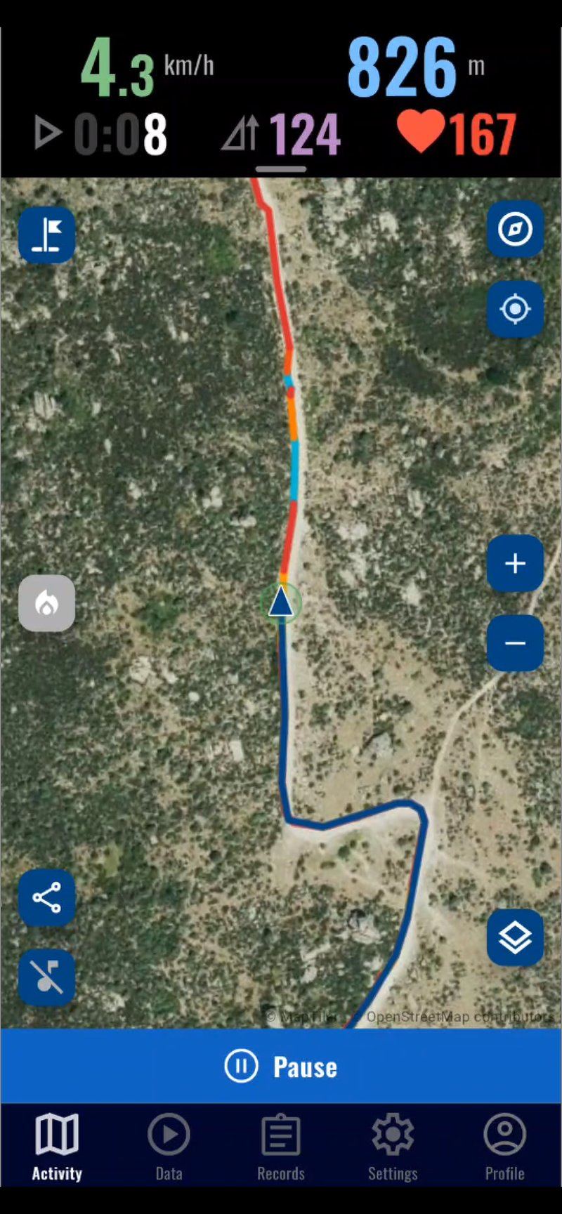 Several reference routes at once, coloured by how hard each stretch is