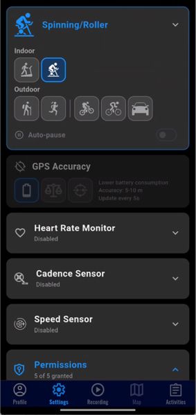 Activity configuration