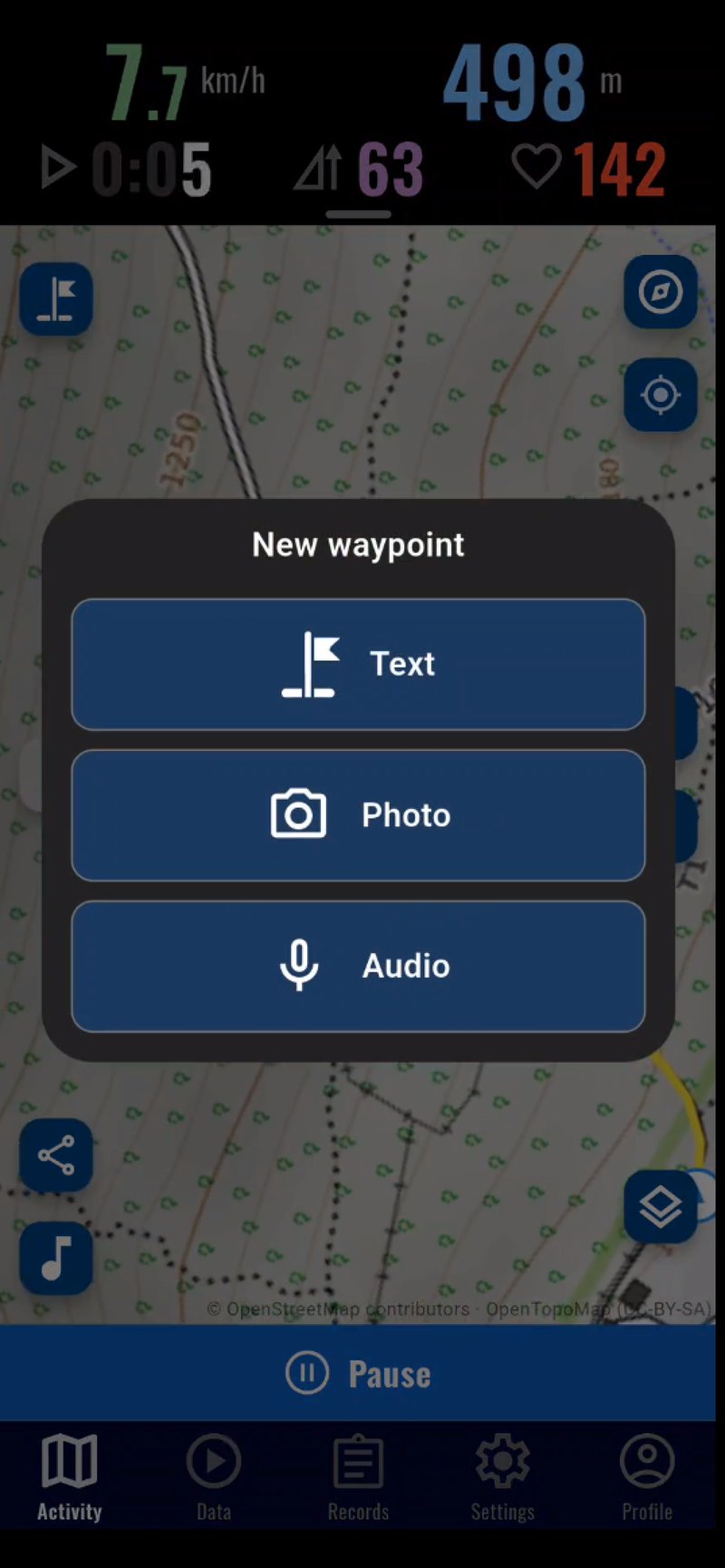 New waypoint: text, photo or voice note