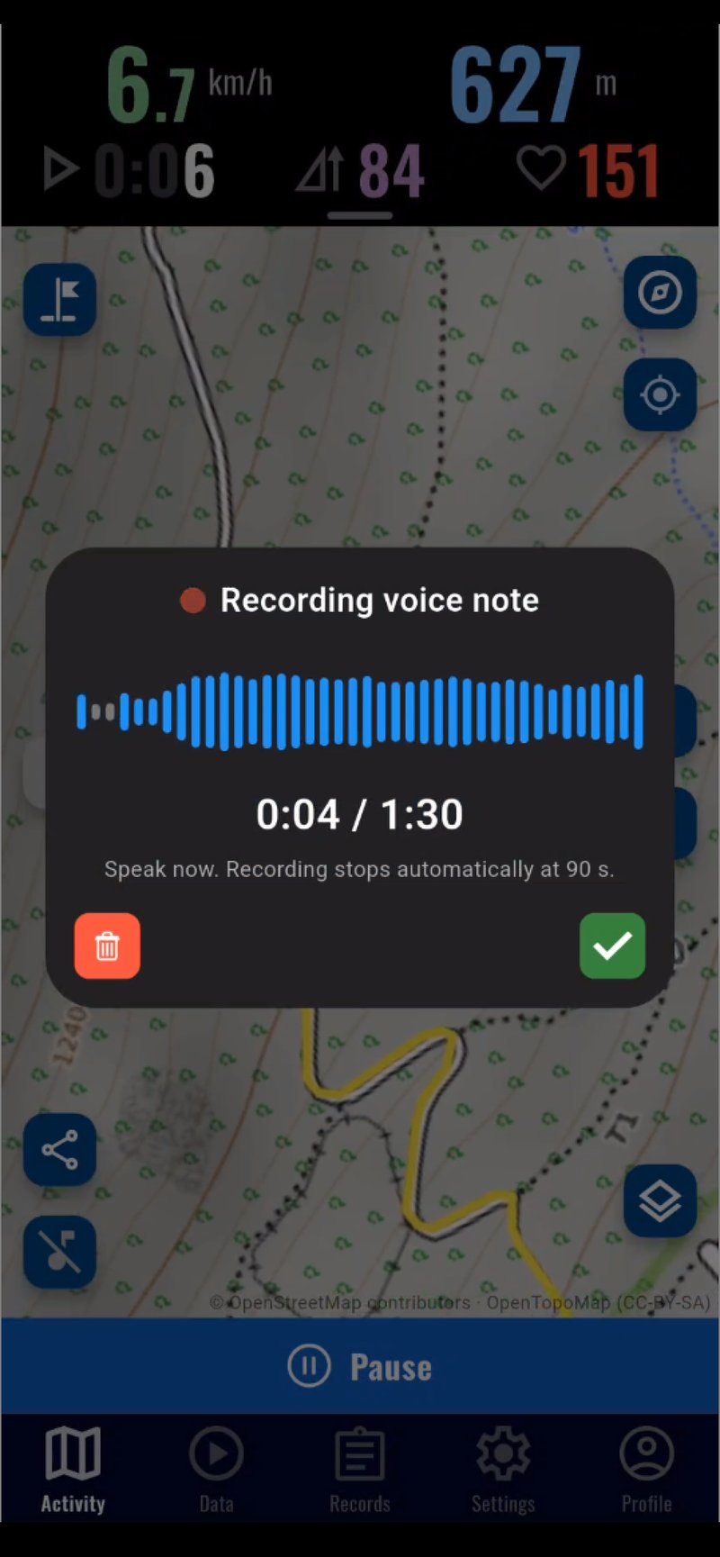 Recording a voice note without stopping